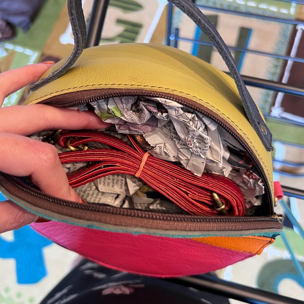 Stylish Colorblock Crossbody Bag - Blue, Orange, Pink - Picture 2 of 4